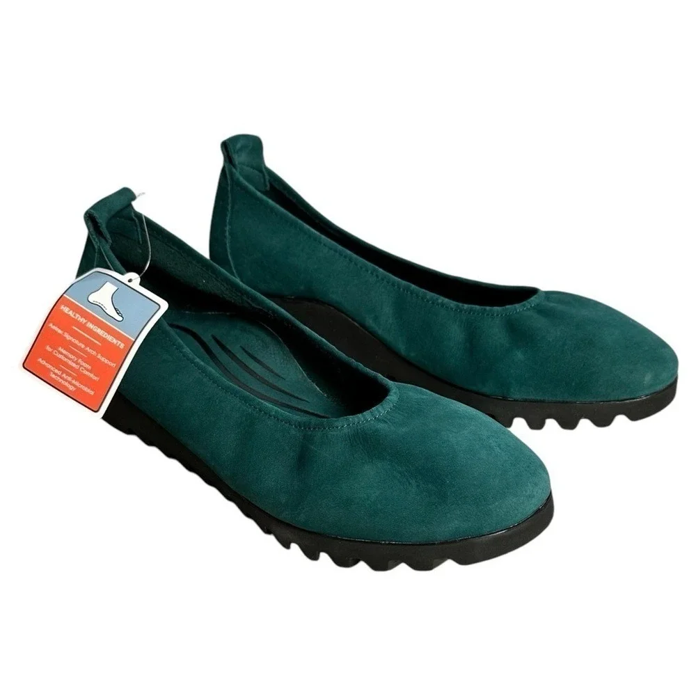 Aetrex‎ Brianna Ballet Flat Dark Teal Suede Shoe Women's Size 7.5